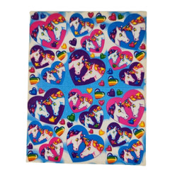 Vintage Lisa Frank Sticker Sheet Unicorns in Hearts S168 1990s 4.5×6″
