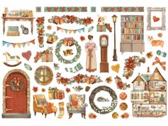 Stamperia ALL AROUND XMAS Adhesive Ephemera Christmas Mixed Media 58pc DFLCT26