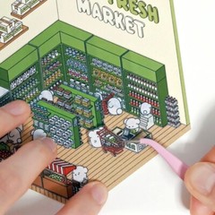 Cute Stickers 3D DIY House Supermarket Stickers for Phone Notebook Cartoon Scene