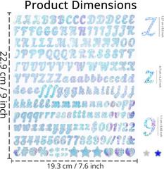 1568 Pieces Colorful Glitter Letter Sticker, 8 Sheets Self-Adhesive Vinyl Sparkl
