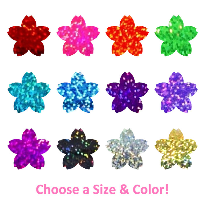 Holographic Sparkle Cherry Blossom Stickers! – Choose a Size and Color!