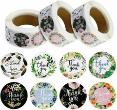 500Pc Thank You Stickers Labels for Envelopes Bubble Mailers Gift Bags Packaging