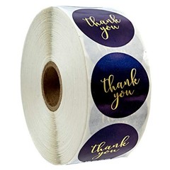 Navy Gold Foil Thank You Stickers – 1000 Round Gratitude Labels for Weddings, Gi