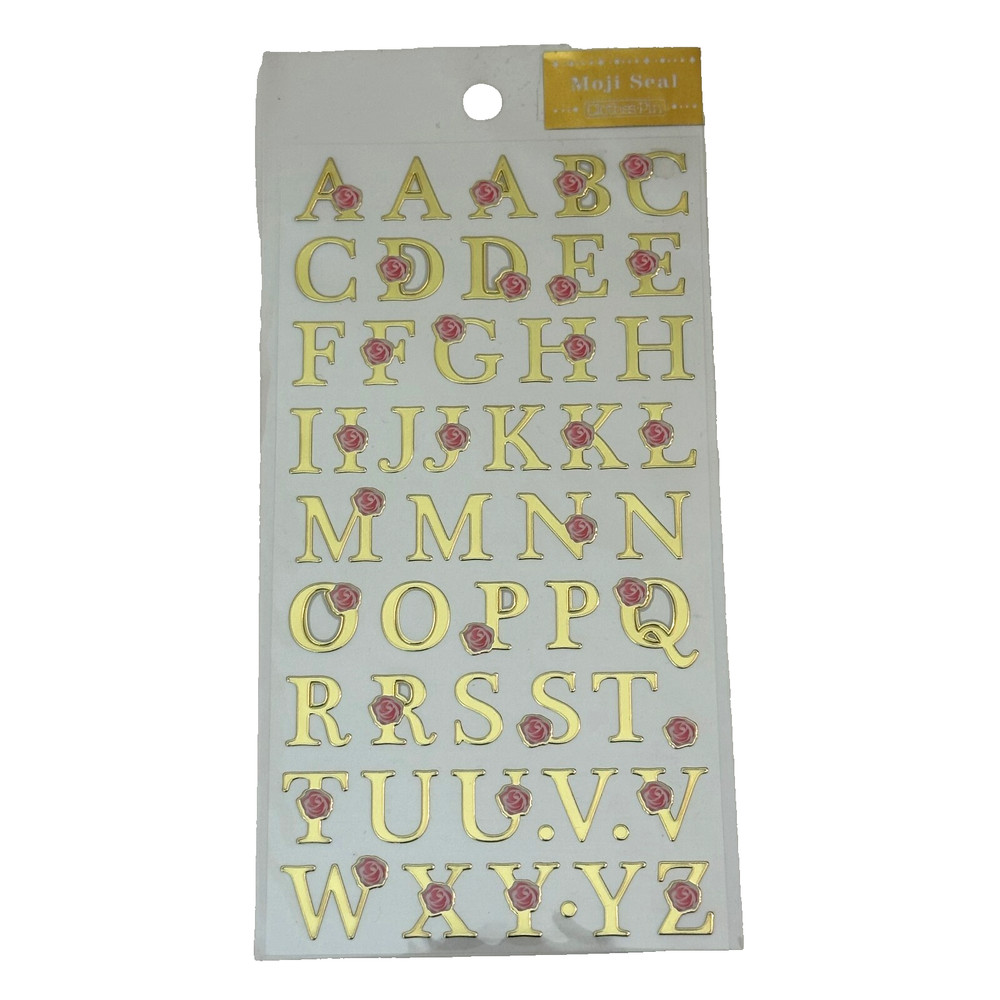 ClothesPin Moji Clear Seal Gold Rose Alphabet Letters Stickers