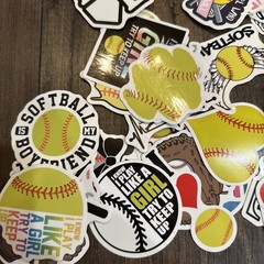 ASST SOFTBALL STICKERS GIRLS BIG LOT