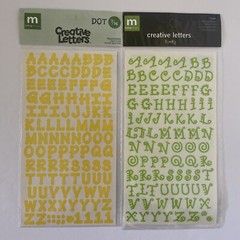 2 Making Memories 7/16” Dot Yellow Funky Lime Creative Letters Alphabet Stickers