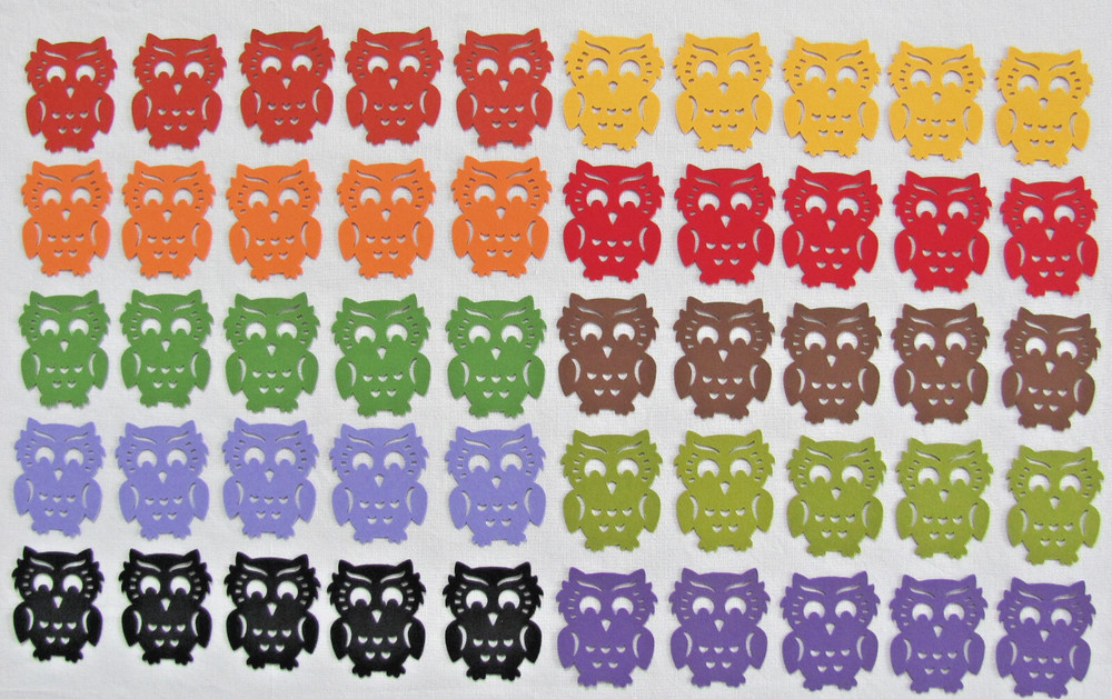 Scrapbooking Paper Crafts Owls Embellishments 50 Die Cuts Punchies Fall Colors