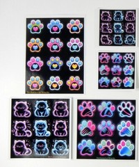 Neon Cats & Kittens Or Paws Sticker Sheet *You Choose*