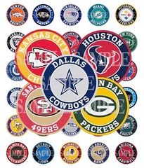 30 Pre-Cut NFL Football Teams 1 Inch Bottle Cap Images (16 Options)