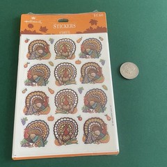 Vintage Hallmark Sticker Pack Thanksgiving Turkeys Fall Harvest