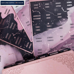 UPAFEXXI-Laminated Bible Tabs (Pink and Black Foil Embossed Lettering), Pink4