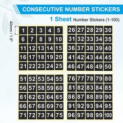 1.5″ Consecutive Number Stickers 1 Set Self Adhesive Number Decals Black