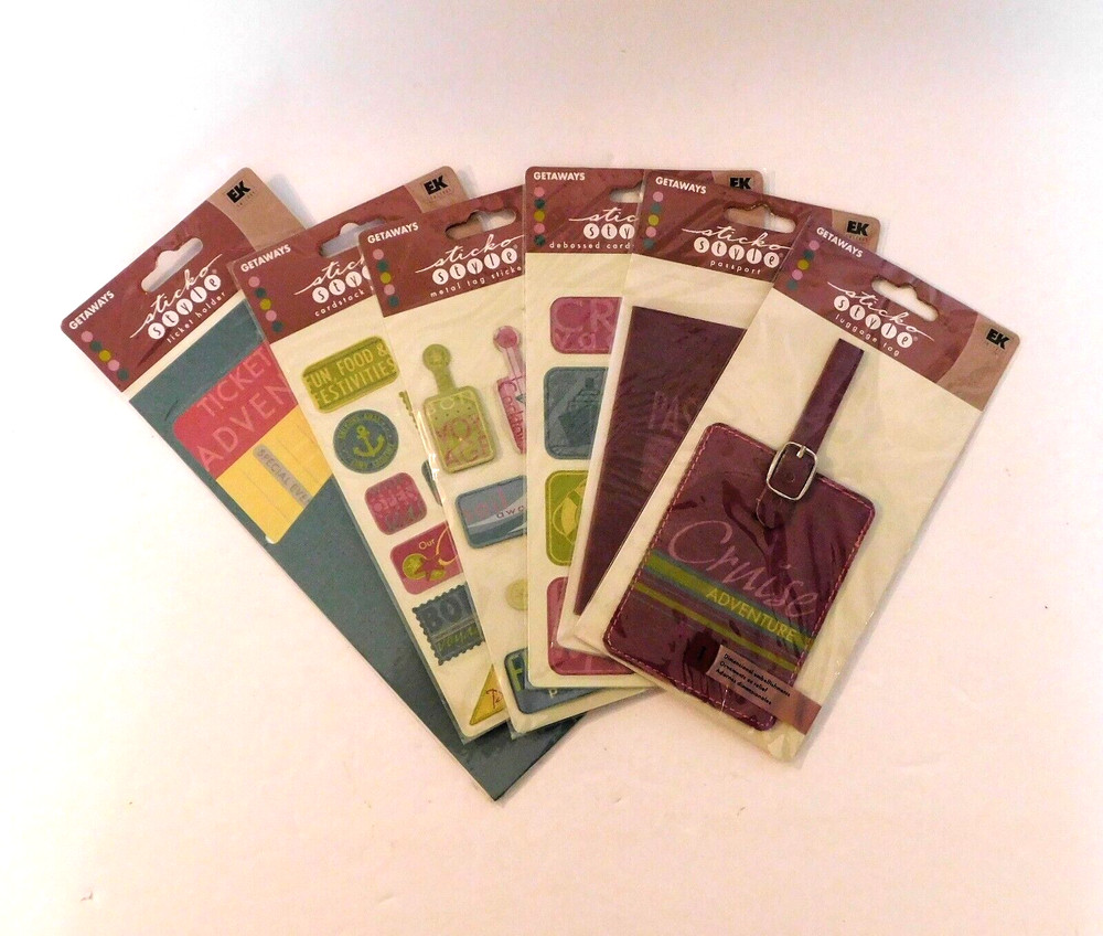 Scrapbook Stickers Lot of 6 Cruise Adventure Passport Luggage Tag Ticket Holder
