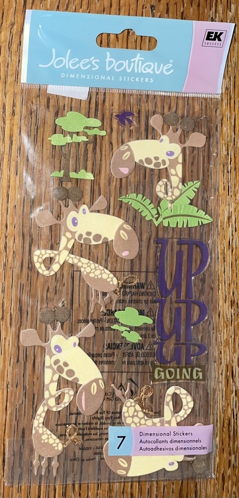 RARE Jolees Giraffe Going Up Up Zoo Safari Jungle Trees 3D Scrapbook Stickers