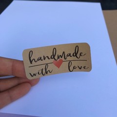 24 pieces Handmade with Love Kraft Stickers