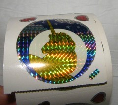 10 Vtg 80s UNICORN Foiled Prism Sticker Celestial Moon Star Heart Holographic 3″