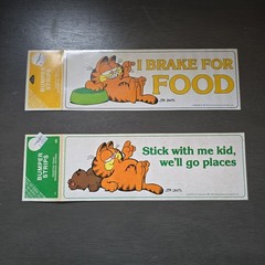 Vintage Rare 1978 United Feature Bumper Sticker Jim Davis Lot of 2 Garfield