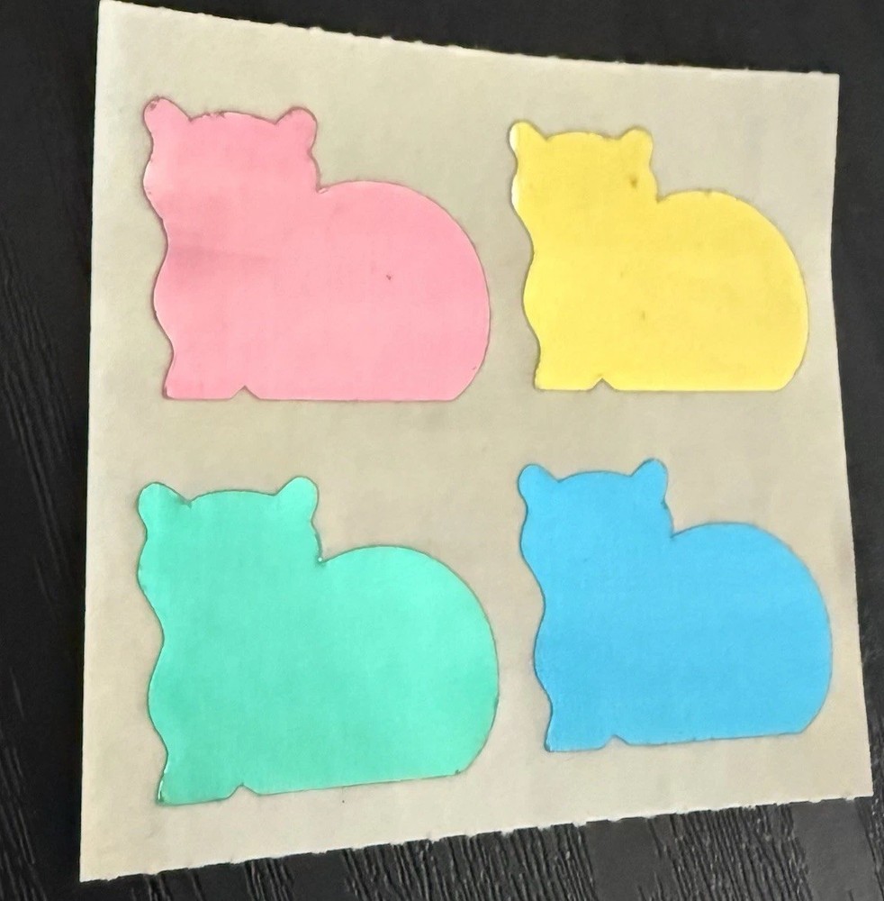 Vintage 1984 Stickers Mylar Foil Cat Kittens Small World Greetings NOS