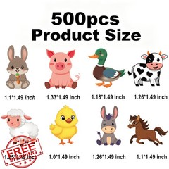 FZYJJJ Farm Animal Roll Stickers 1.5in 500PCS