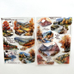 2 Sheets Fall Landscape Stickers Gold Foil Accents *See Description*