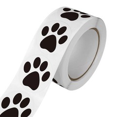 2 Roll 1000Pcs Dog Paw Print Decals Black Bear Paw Sticker 1 Inch Small Round…