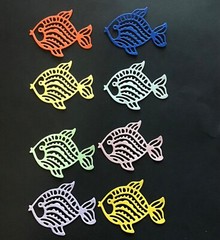 Fish Die Cut Embellishments White or Assorted Colors 8 pcs 1-3/4” x 2-1/2”