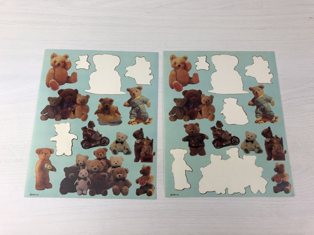 Vintage AGC Teddy Bear Stickers – Two Sheets – Multiple Stickers Missing