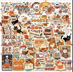 10pcs Fall Book Lovers Stickers- Scrapbook, Journal, DIY Crafts- Halloween