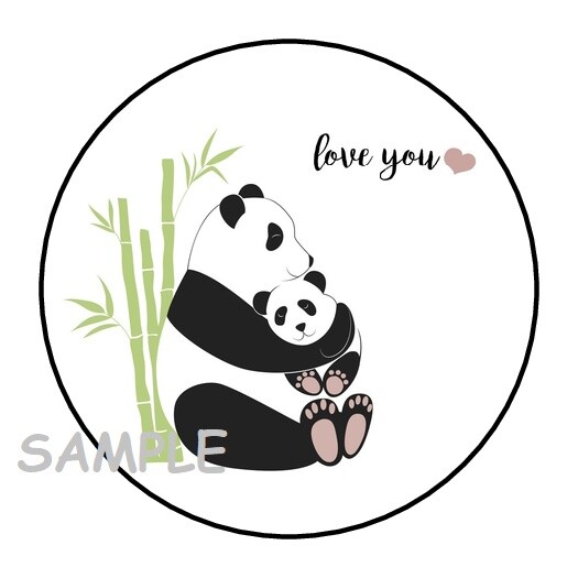 30 PANDA MOMMY & BABY LOVE YOU ENVELOPE SEALS LABELS STICKERS 1.5″ ROUND HEART