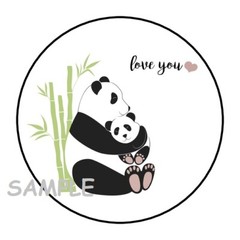 30 PANDA MOMMY & BABY LOVE YOU ENVELOPE SEALS LABELS STICKERS 1.5″ ROUND HEART