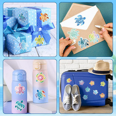Spring Sea Turtle Sticker – 1000Pcs in 2 Rolls with 16 Patterns Cute Colorful Tu