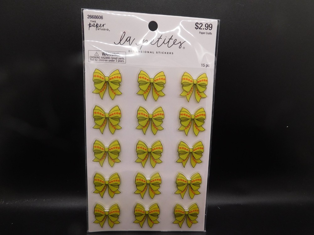 The paper studio la petites Softball Bows 3D stickers 15pc