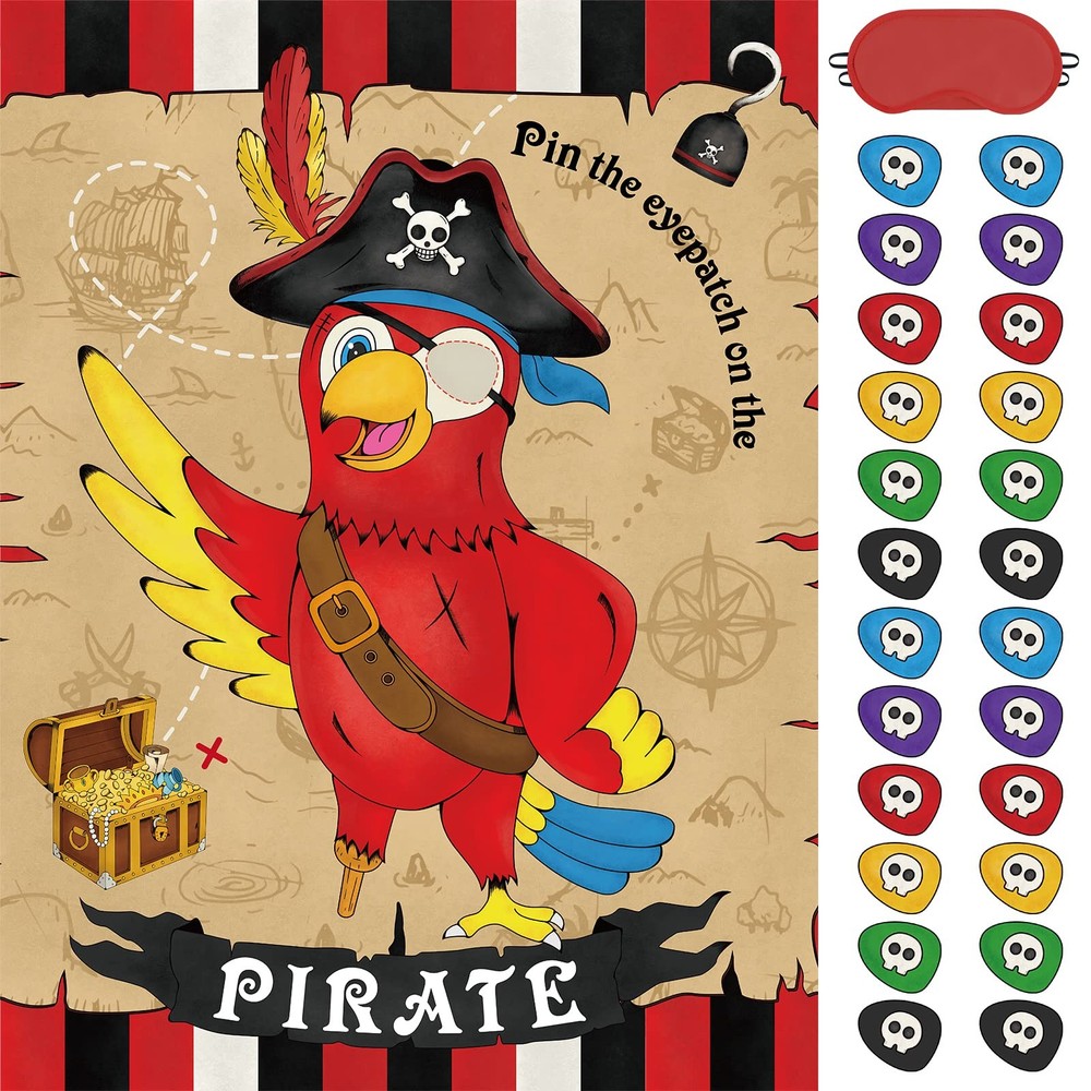 WERNNSAI Pin The Eye Patch on Pirate – Kids Birthday Party Games Pirate…