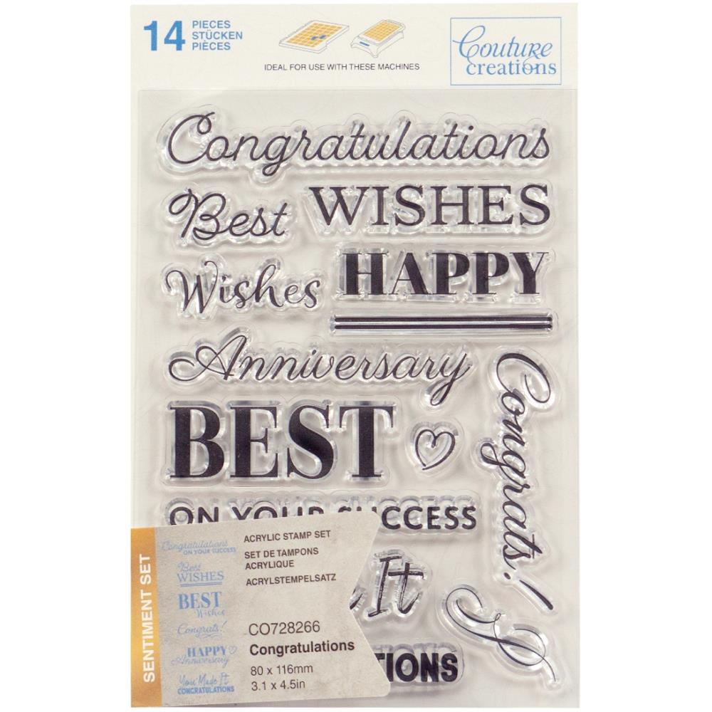 Couture Creations ACRYLIC STAMP SENTIMENTS – CONGRATULATIONS