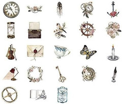 92 Pcs Vintage Aesthetic Scrapbooking Stickers, Steampunk & Victorian Themed Dec