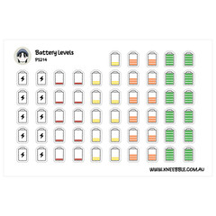 Energy Level Battery Stickers – Planner Icons for Productivity and Mood Status