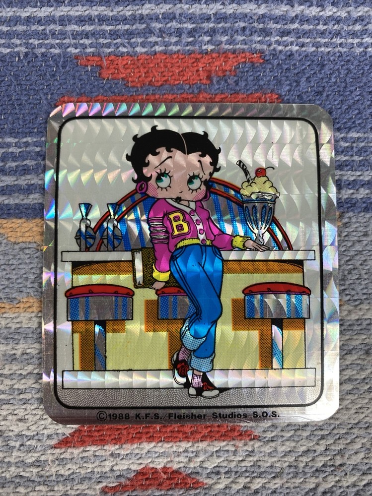 Betty Boop Vintage Prism Sticker Vending machine 1988 NOS rare dazzle decal VTG