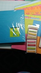 Scrapbooking Lot- 8.5 x 8.5 Scrapbook with paper and Embellishments