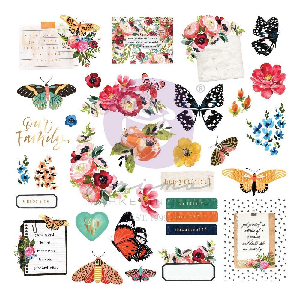 Prima Marketing Painted Floral – Ephemera w/Foil Accents, 656270