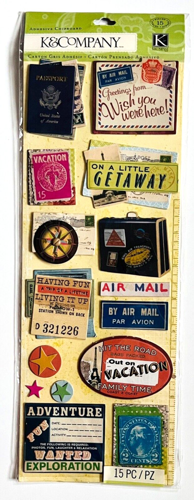 K&Co Travel Adventure Themed 3D Stickers *15 Stickers! *New