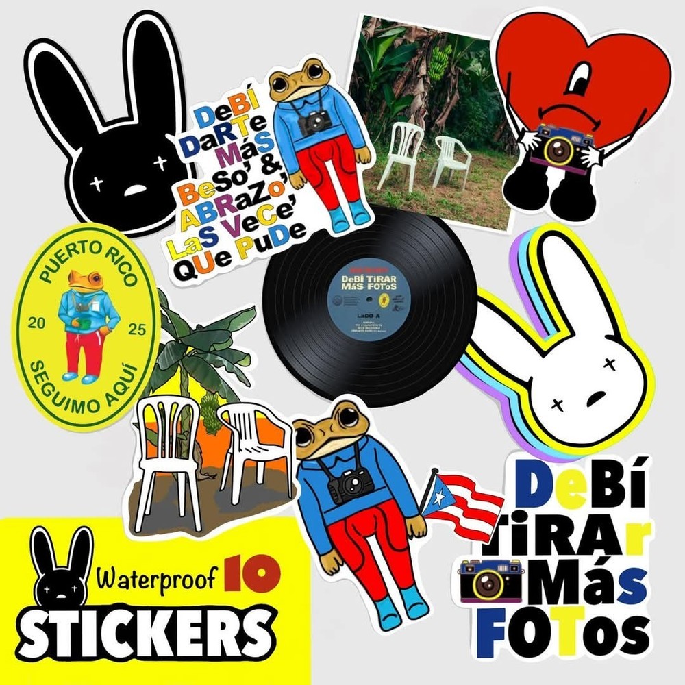 10 Bad Bunny Puerto Rico Waterproof Vinyl Stickers (Size 2 Inches Plus )