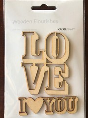 NEW Kaisercraft Wood Flourishes 2 Love You Valentine Word Scrapbook Cards Gift 