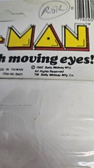 2 Pack-PAC-MAN Vintage 1982 Stick-Ons With Rolling Eyes Diamond Toymakers Bally