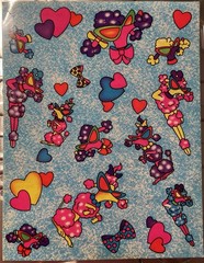 🐩RARE! Vintage Lisa Frank RAINBOW POODLE DOG-SUNGLASSES HEARTS STICKERS🌈