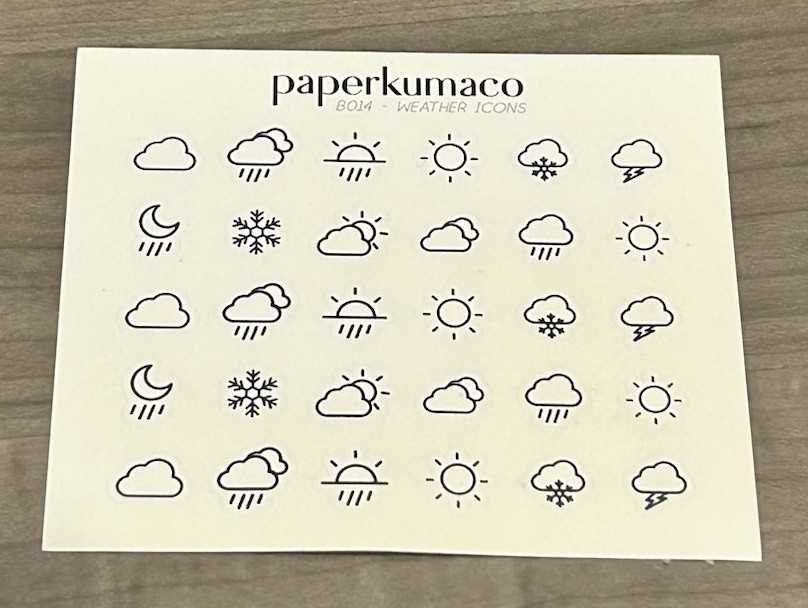 NEW PaperKumaCo Weather Icons Mini Sticker Sheet Paper Kuma Co Stickers