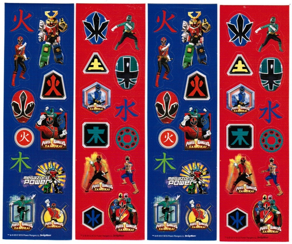 4 Sheets POWER Rangers Samurai Stickers!