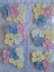 20 Assorted Mulberry Paper Flowers pastel Baby babies miniatures dolls Showers
