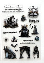 Gothic Night Halloween Stickers 2 Sheets Junk Journal Collage