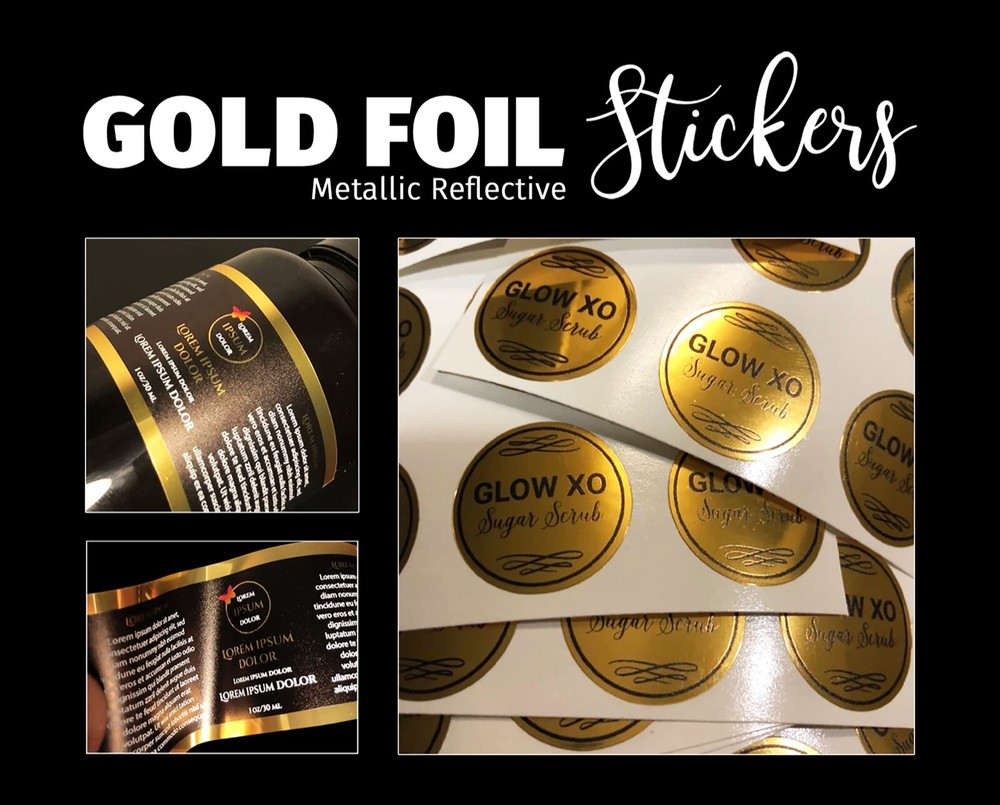 Gold Foil Stickers Smooth Mirror gold Metallic stickers Reflective Gold labels