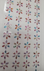 CraftbuddyUS 52 x18mm Crystal Stick on FLOWERS Self Adhesive MIXED Diamante Gems